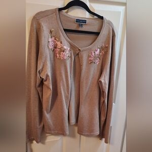 SOLD.. Karen Scott.. women beige and pink sweater. Size 2xl